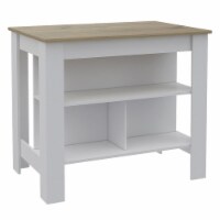 Tuhome Cala Kitchen Island With White Base and Light Oak Top