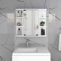 Tuhome White Modern Engineered Wood Milan Medicine Cabinet