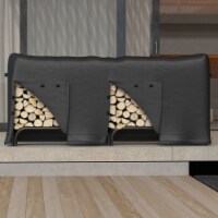 Gibson Living 8 Foot Black Water Resistant Firewood Log Rack Cover Gibson Living 8 Foot Black Water Resistant Firewood Log Rack Cover