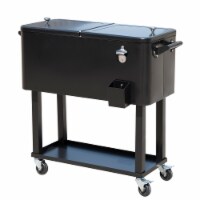 80Qt Outdoor Rolling Cooler Cart Ice Beer Beverage Chest Party Portable Black