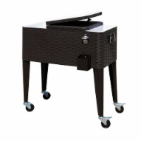 80Qt Outdoor Rolling Cooler Cart Ice Beer Beverage Chest Party Portable Brown
