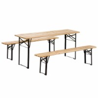 6 ft 3 Piece Portable Camping Table Set for Backyard, Parties and Barbecues