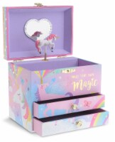 Jewelkeeper Cotton Candy Unicorn Jewelry Box with 2 Drawers & Musical Tune