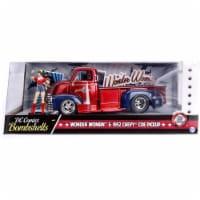 Jada 30453 1952 Chevrolet COE Pickup Truck Red & Blue with Wonder Woman Diecast Figure DC Com