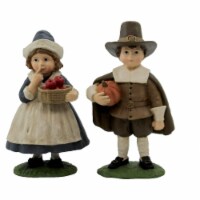 Thanksgiving Pilgrim Kids Polyresin Pumpkin Apples Td6064