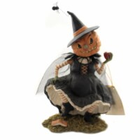 Halloween Playing With Magic Witch Polyresin Pumpkin Apple Td8528