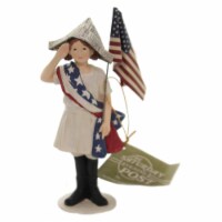 Patriotic Stars And Stripes Girl Polyresin American Flag Salute Cp9175