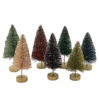 Christmas Jewel-Tone Mini Bottle Brush Plastic Trees Glittered Gold Lc0664