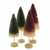 Christmas Red/Green Bottle Brush Trees Plastic Gold Glittered Two -Toned Lc0693