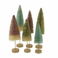 Christmas Pastel Forest Bottle Brush Tree Plastic Gold Glittered Lc0694