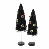 Halloween Eerie Eyeball Bottle Brush Tree Plastic Set Of 2 Glittered Lc0724