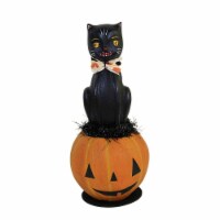 Halloween Kitty On Jack O'lantern Polyresin Black Cat Pumpkin Ml0428