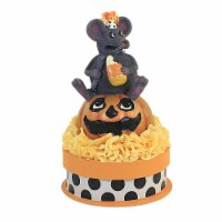 Halloween Scaredy Mouse On Box Polyresin Candy Corn Jack-O-Lantern Tl0248