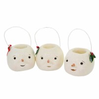Christmas Snowman Bucketheads Polyresin Set/3 Carrot Nose Wire Handle Ma1078