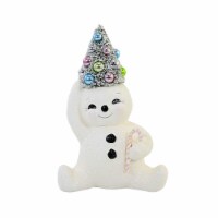 Christmas Pastel Candy Cane Snowman Tree Polyresin Bottle Brush Tree Tl1356