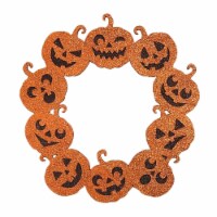 Halloween Jack-O-Lantern Glitter Wreath Mdf Wall Window Mantle Decor Lc1526