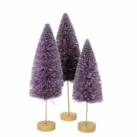 Bethany Lowe Poppin Purple Trees Sisal Halloween Bottle Brush Set Lc1628