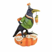 Halloween Tricky Crow On Pumpkin Polyresin Td1189