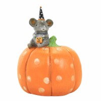 Bethany Lowe 5 Inch Halloween Mouse On Pumpkin Resin Jack-O-Lantern Bucket Figurine Ma2077