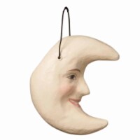 Bethany Lowe 4.00 White Moon Bucket Ornament Crescent Blue Eyes