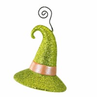 Bethany Lowe Witch Hat Green Glitter Resin Halloween Place Card Holder Tf2235