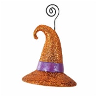 Bethany Lowe Witch Hat Orange Glitter Resin Halloween Place Card Holder Tf2236