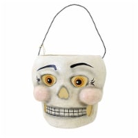 Bethany Lowe 7.25 Inches Tall Silly Skelly Bucket Paper Mache Halloween Wire Handle