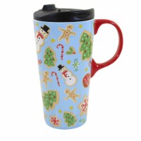 Tabletop Snowman/Tree Travel Mug Ceramic Christmas Gingerbread 3Ctc01022