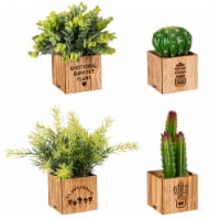 Bambeco LED Artificial Plant with Wood Box Perspective: Main