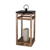 Bambeco 10.5 in Metal Lantern with Wood Base Perspective: Main