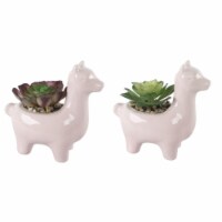 Flora Bunda CS2201E2-PK SET OF 2 PINK CERAMIC LLAMA SUCC 5.5'