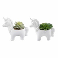 Flora Bunda CS2267E2-WH Set of 2 WHITE CERAMIC UNICORN SUCC