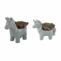 Flora Bunda CS2267E2-TL Set of 2 TEAL CERAMIC UNICORN SUCC