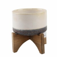 Flora Bunda CT694E-GY 5.1' OPENING LAVA CERAMIC ON WOOD STAND,GREY
