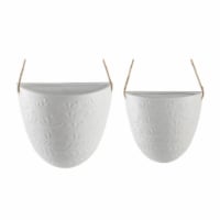 Flora Bunda CT1464E2-MTWH 7.75' & 5.75' WREATH Ceramic haning wall pocket,Matte White
