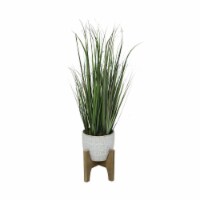 Flora Bunda CS4546E-WH 31 in. Onion Grass in 6.6 in. Cathdral Ceramic on Stand, White