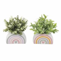 Flora Bunda CS5348E2 Eucalyptus AND TEA LEAF in 5.75' YL Rainbow Pot,SET OF 2