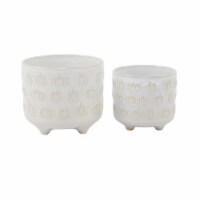 Flora Bunda CT2042E2-IVORY 6' & 4.75 ALL OVER Pumpkins Footed Ceramic,Set of 2