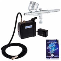Airbrushing System Kit with Mini Air Compressor - Gravity Feed Dual-Action Airbrush, Air Hose