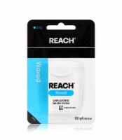 Reach Waxed Dental Floss, Effective Plaque Removal, Wide Cleaning Surface, Unflavored, 1 Pack