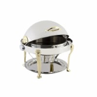 Bon Chef 18000 Stainless Steel Round Chafer with Brass Lion Leg & Trim