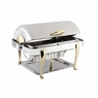 Bon Chef 19040 Stainless Steel Rectangular Chafer with Brass Roman Leg & Trim