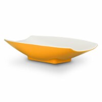 Bon Chef 53705-2ToneYellow 21 x 12.12 x 4.25 in. Melamine Curves Bowl with Yellow Outside & W