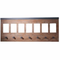 38 Inch Wood Wall Panel, Notepads, 7 Hooks, Brown- Saltoro Sherpi