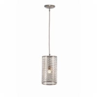 Round Metal Cutout Hanging Lamp, Silver- Saltoro Sherpi