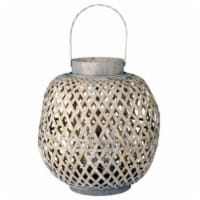 A & B Home 247609 13 x 14 in. Oval Coconio Wood Lattice Lantern