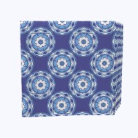 Napkin Set, 100% Polyester, Set of 4, 18x18 , Abstract Blue Tile Design
