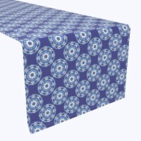 Table Runner, 100% Polyester, 14x108", Abstract Blue Tile Design