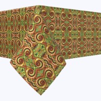 Square Tablecloth, 100% Polyester, 90x90", Abstract Kaleidoscope Paisley