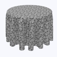 Round Tablecloth, 100% Polyester, 96" Round, Black & White Lace Doily